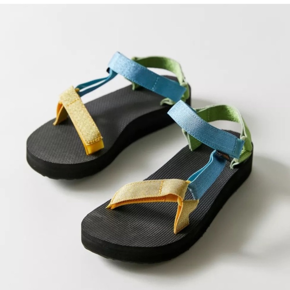 NIB Teva Midform Universal Sandal in Metallic Blue/Green/Yellow - Picture 3 of 8